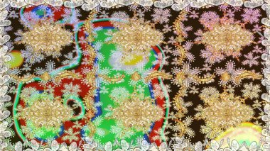 Kusursuz soyut bir arkaplan. Oriental raster klasik kahverengi ve altın desenli. Raster illüstrasyonu.