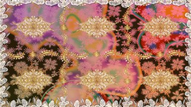 Klasik klasik klasik arka plan. Geleneksel oryantasyon süsü. Kahverengi renklerde, altın elementlerle kusursuz desen. Kusursuz klasik raster altın desenli.