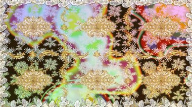 Barok tarzında kusursuz bir doğulu süsü. Tarafsız renklerde ve altın elementlerle geleneksel klasik altın raster deseni.