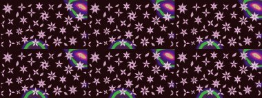 Raster illüstrasyonu. Kahverengi renklere karalamalar çizilmiş çiçek deseni.