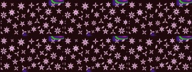 Çiçeksel çizim kalıbının yansıması. Vadinin çiçekleri kahverengi renklerde.