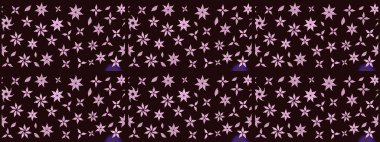 Çiçek desenli çizim. Asya tekstil tarzında. Kahverengi renkli çiçekler. Raster illüstrasyonu. Raster illüstrasyonu.