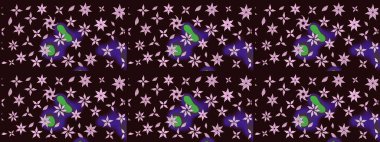 Çiçekli karalama şeklinde Raster çiçek deseni. Kahverengi renkli çiçekler. Yumuşak, bahar çiçekli arka plan.