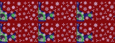 Raster illüstrasyonu. Kırmızı renklerde. Küçük çiçekteki sevimli çiçek deseni. Raster deseni. Soyut çiçek çizim kalıbı arkaplanı.