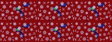 Raster illüstrasyonu. Kırmızı renkte karalamalı çiçek deseni çiz.