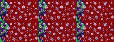 Kırmızı renklerde. Raster illüstrasyonundaki çiçek desenli çizim. Raster illüstrasyonu. Güzel kumaş deseni.