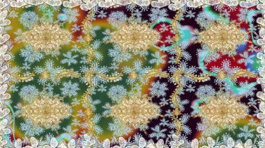 Kusursuz altın desen. Tarafsız renklerde, altın elementlerle kusursuz desen. Raster doğulu süsü.