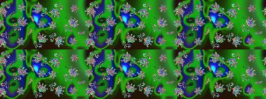 Renkli arka planda izole kar taneleri. Yüzey için tekrarlanan doku, ambalaj kağıdı, yeşil, mavi ve gri renkler. Raster illüstrasyonu. Kış kar tanesi, raster arkaplan.