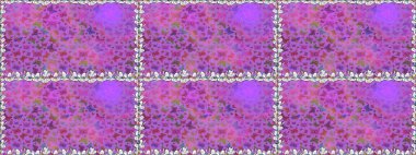 Menekşe ve mor üzerinde sevimli kelebekler. Renkli kelebeklerin kusursuz arka planı. Ambalajlar, duvar kağıtları, kumaş tasarımı ve kağıt için güzel bir arka plan. Raster illüstrasyonu.