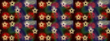 Soyut mandala veya kaprisli kar tanesi içini kaplamak sanat çizmek. Renkli arka plan üzerinde izole sevimli kar taneleri. Raster illüstrasyon.