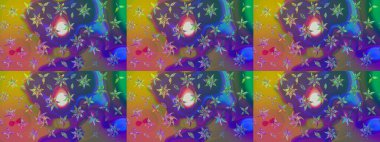 Çiçekli eskiz çizimi. Renkli Yaz Temalı eskiz kalıbı. Mor renkli çiçekler. Düz Çiçek Elementleri Tasarımı.