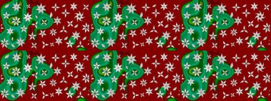 Raster illüstrasyonu. Suluboya çiçekli çiçek deseni. Kırmızı renkte Asyalı tekstil.