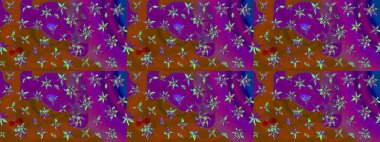 Düz Çiçek Elementleri Tasarımı. Renkli Bahar Teması eskiz kalıbı. Raster Şirin kumaş deseni. Eskiz klasiği.