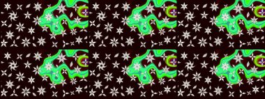 El çizimi. Çiçekli, yapraklı, çiçek desenli eskiz. Raster illüstrasyonu.