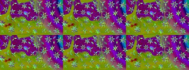 Yeşil renkli çiçekler. Tropik çiçek desenleri. Raster illüstrasyonu.