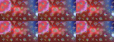 El çizimi çiçekli soyut çizim kalıbı. Kahverengi renkli çiçekler. Raster illüstrasyonu.