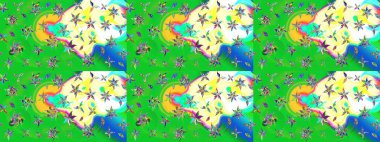 Raster çiçek desenli çiçek deseni, yapraklar, dekoratif elementler, sıçrama, lekeler, el çizimi kontur çizgileri ve Doodle çizim stili, grafik raster çizim çizimi.