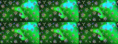 Yeşil renkli çiçekler. Renkli Bahar Teması eskiz kalıbı. Raster illüstrasyonundaki çiçek desenli çizim. Düz Çiçek Elementleri Tasarımı.