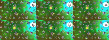 Yeşil renkli çiçekler. Renkli Bahar Teması eskiz kalıbı. Çiçekli çiçek deseni, suluboya. Raster illüstrasyonu. Düz Çiçek Elementleri Tasarımı.