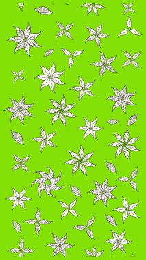 Küçük çiçekteki sevimli çiçek deseni. Yeşil renkte çiçekler.