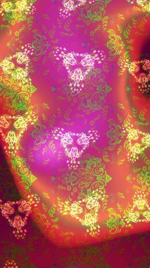 Raster. Sabıka fotoğraflarında, bebek kıyafetlerinde, duvar kâğıtlarında, paket kutularında falan kullanılabilir. Zarif, parlak ve eskiz pembe, turuncu ve kırmızı çiçek desenli tasarım.