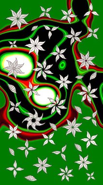 Renkli Bahar Teması eskiz kalıbı. Düz Çiçek Elementleri Tasarımı. Çiçek deseni. Raster çizimi. Güzel kumaş deseni..