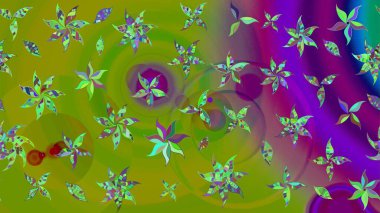 Suluboya tarzında yeşil renkte. Raster illüstrasyonu. Küçük çiçekli bahar deseni çiz.