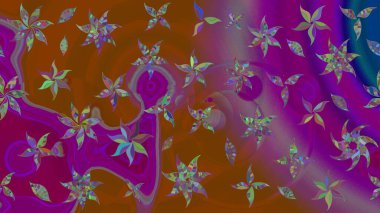 Renkli Bahar Teması eskiz kalıbı. Raster illüstrasyonundaki çiçek desenli çizim. Mor renkli çiçekler. Düz Çiçek Elementleri Tasarımı.