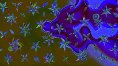 Kahverengi renkli çiçekler. Düz Çiçek Elementleri Tasarımı. Çiçekli çiçek deseni, suluboya. Raster illüstrasyonu. Renkli Bahar Teması çizim şablonu.