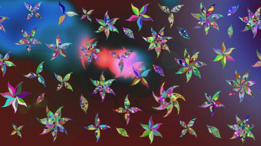 Çiçekli çiçek deseni, suluboya. Düz Çiçek Elementleri Tasarım Raster illüstrasyonu. Mor renkli çiçekler. Renkli Bahar Teması Eskiz Şablonu.