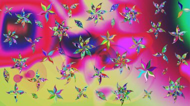 Yaz çiçekleri teması. El çizimi, soyut ve süslü elementler. Suluboya resim taklit Raster çizimi. Tarafsız renkler. Klasik çiçekler..