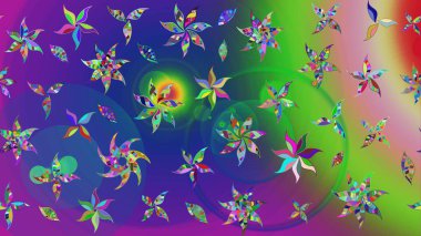 Robot resim. Çiçekli bahar çiçekleri. Motley illüstrasyonu. Küçük çiçekte güzel bir desen. Moda baskıları için zarif bir şablon. Küçük renkli çiçekler..