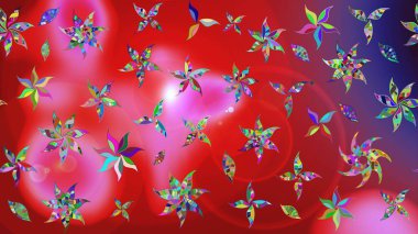 Kabile sanatı boho baskısı, klasik çiçek arkaplanı. Soyut etnik raster çizim kalıbı. Arkaplan dokusu, duvar kağıdı, kırmızı renkli çiçek teması.