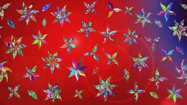 Kırmızı renkte çiçekler. Raster illüstrasyonunda çiçek deseni çizimi.