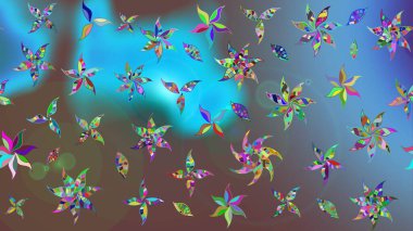 Renkli Bahar Teması eskiz kalıbı. Raster illüstrasyonundaki çiçek desenli çizim. Düz Çiçek Elementleri Tasarımı. Güzel kumaş deseni.