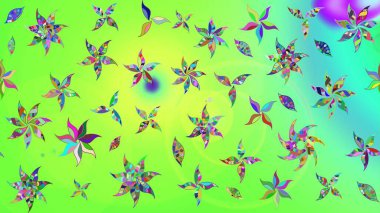 Renkli Bahar Teması eskiz kalıbı. Raster illüstrasyonu. Karalama çiçeği. Zentangle soyut çiçekleri. Güzel kumaş deseni. Düz Çiçek Elementleri Tasarımı.