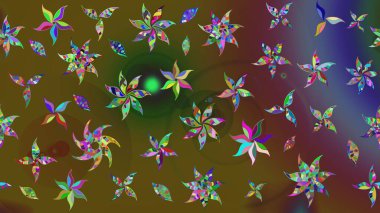 Yeşil renkli çiçekler. Raster illüstrasyonu. Çiçek süslemeli çizim deseni.