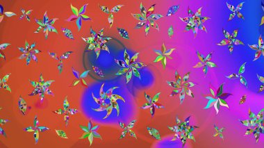 Poster ya da kapak için arka plan. Yapraklı çizim şekli. Tekstil için figür. Şirin, zarif çiçekler Raster illüstrasyonu. Davetiye ve kartpostal tasarımı için dekoratif çiçek unsurları.