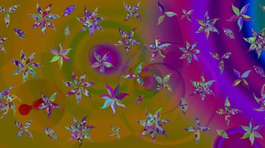 Düz Çiçek Elementleri Tasarımı. Karalama çiçeği. Güzel kumaş deseni. Raster illüstrasyonu. Zentangle soyut çiçekleri. Renkli Bahar Teması çizim şablonu.