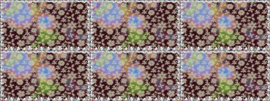 Suluboya, elle çizilmiş. Raster illüstrasyonu. Kusursuz bir arka plan modeli. Kahverengi yapraklı yabani çiçekler.