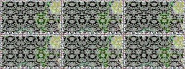 Raster illüstrasyonu. Asyalı tekstil renkleri. Kusursuz çiçek deseni.