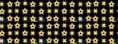 Kar taneleri, kar yağışı. İllüzyon. Düşen Noel stili kar taneleri. Güzel, siyah, sarı ve kahverengi kar taneleri renkli bir arkaplanda izole edilmiş..