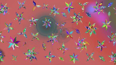 Çiçek süslemeli çizim deseni. Pembe renkli çiçekler. Raster illüstrasyonu.