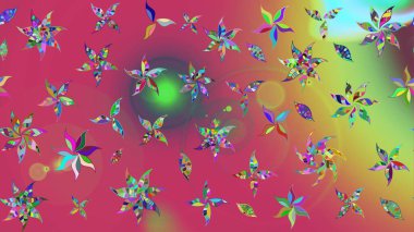 Raster düz çiçek çizim deseni. Hediye ambalaj kağıdı, tebrik kartları, posterler ve pankart tasarımı. Pembe renkte çiçekler.