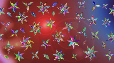 Çiçek deseni. Raster illüstrasyonu. Chichi 'nin kumaş kalıbını çiz. Renkli Bahar Teması eskiz kalıbı. Düz Çiçek Elementleri Tasarımı.