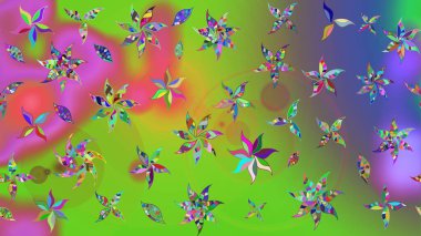 Elle boyanmış suluboya resim çizimleri, çiçekler ve bitkiler. Yeşil renkte çiçekler.