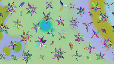 Çizim çiçek deseni duvar kağıdı, web sitesi arka planı, ambalaj kağıdı, davetiye, broşür, afiş veya web sitesi için kullanılabilir. El çizimi Raster çizimi. Parlak elementlerin.