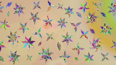 Raster illüstrasyonundaki çiçek desenli çizim. Bej renkte çiçekler.