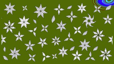 Raster çiçek desenleri çiziyor. Vadinin yeşil renkli çiçekleri.