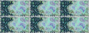 Mavi ve nötr renklerde çiçekler. Kumaş desenli papatya çiçekleri ayrıntıları.